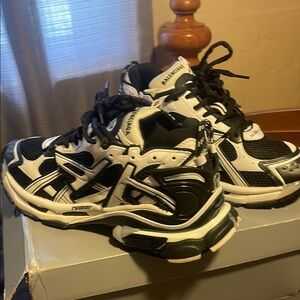 Balenciaga Black and White Sneakers with Sleek Design